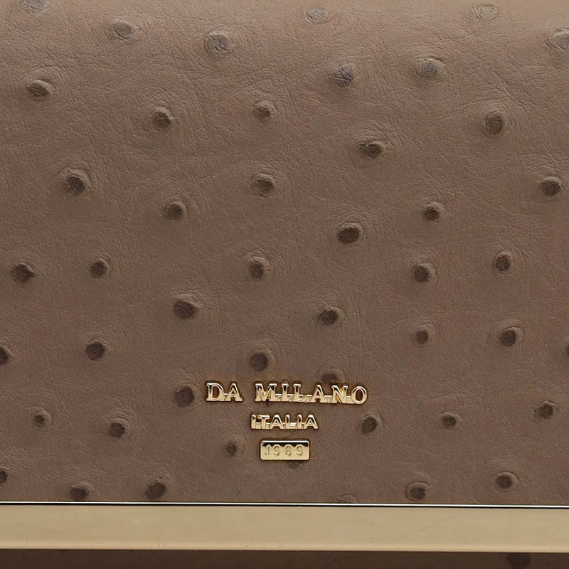 Da Milano Slate Ostrich Leather Ladies Wallet - Slate for Women | Best Price UAE
